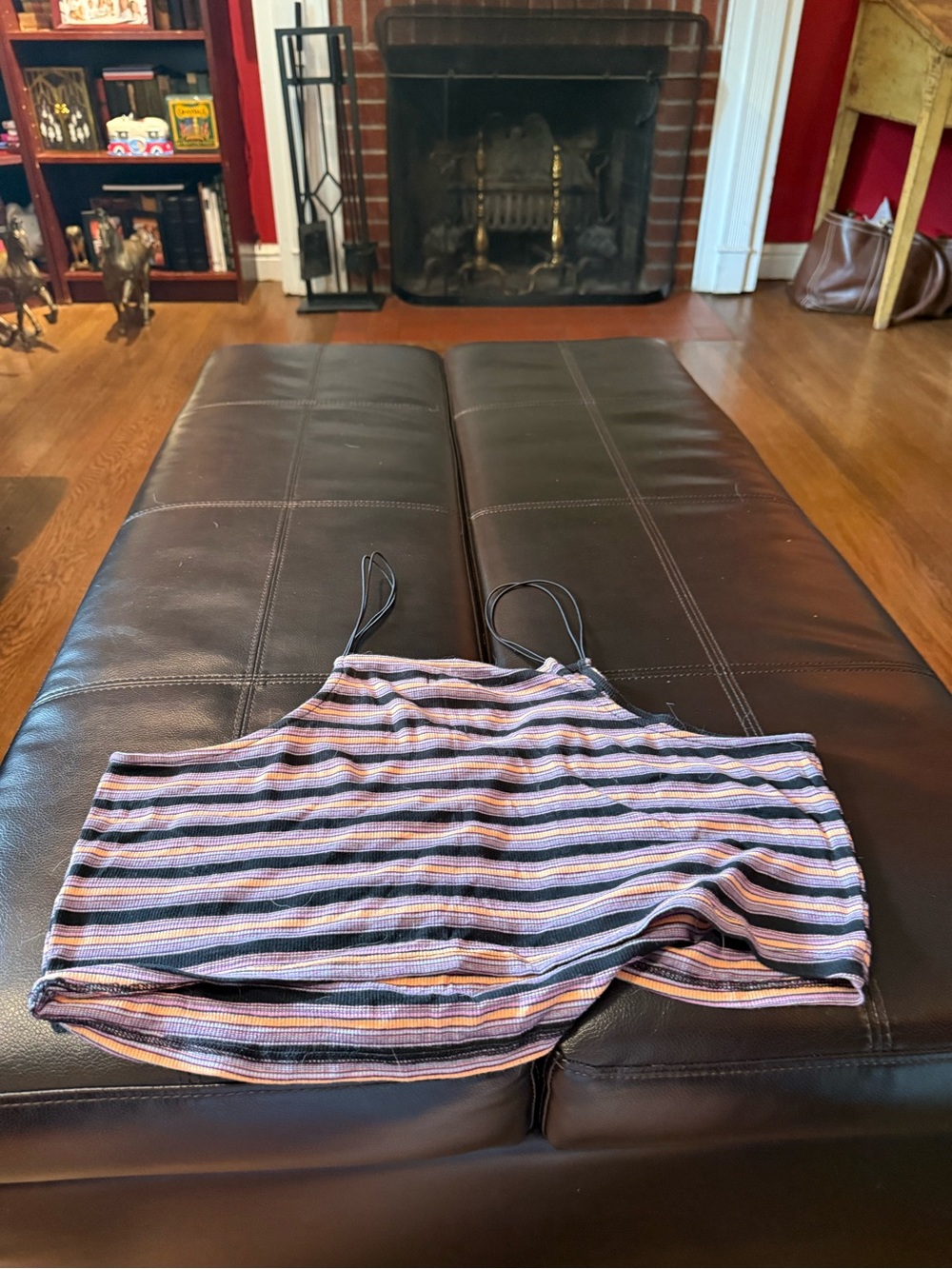 Target Striped Ribbed Cropped Tank Top in Black, Pink, Purple